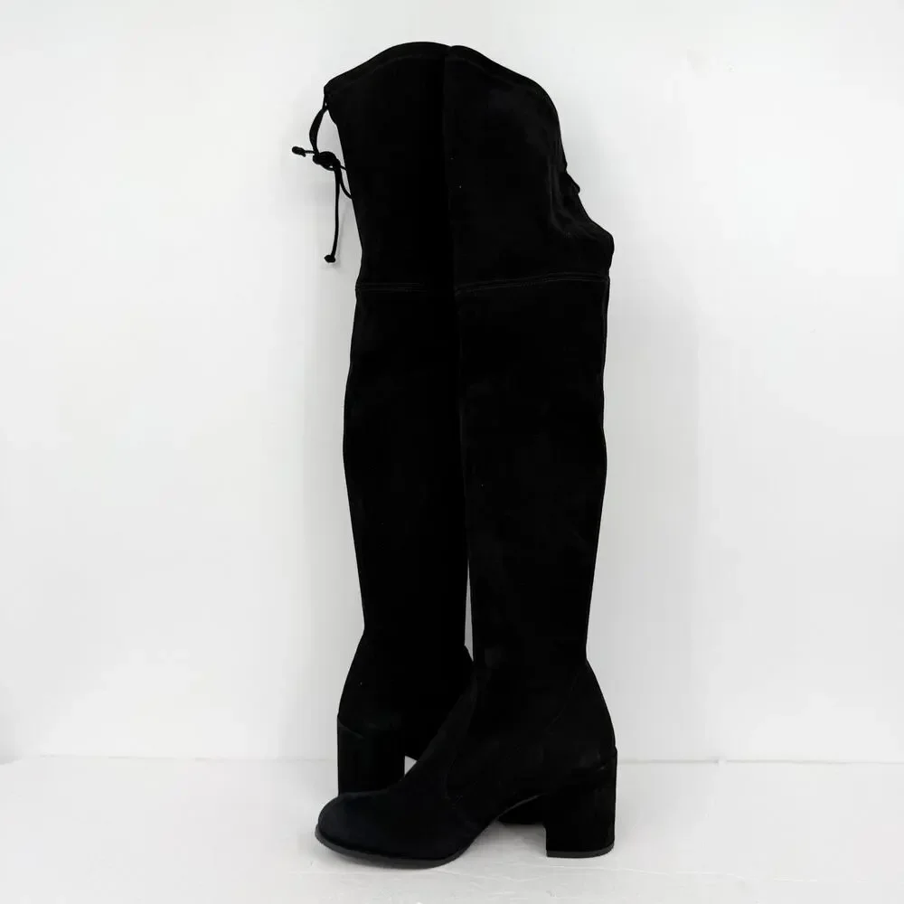 Stuart Weitzman Womens Tieland Over The Knee Boots Size 6 Black Suede EUC